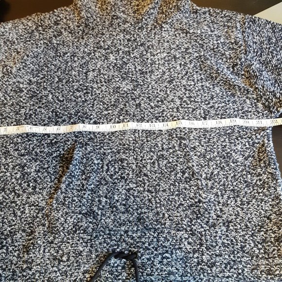 Joe Fresh Navy Blue and White Pouch Pocket Turtleneck Sweater Drawstring Hem - Picture 6 of 8